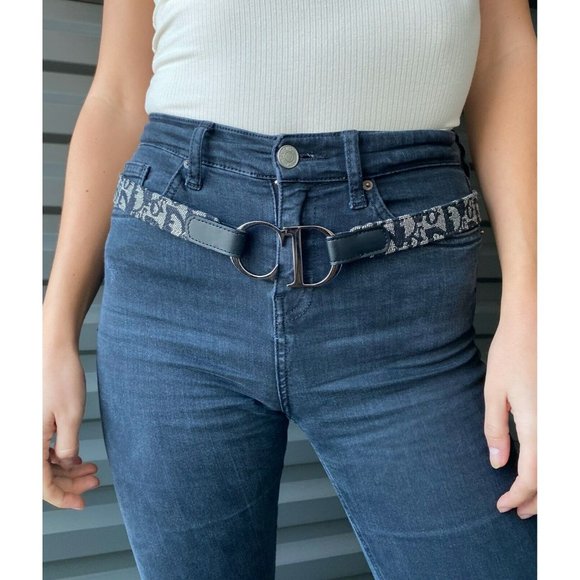 CHRISTIAN DIOR Galliano Vintage Black Diorissimo Canvas CD Belt - Size 75cm/30" - Picture 1 of 11